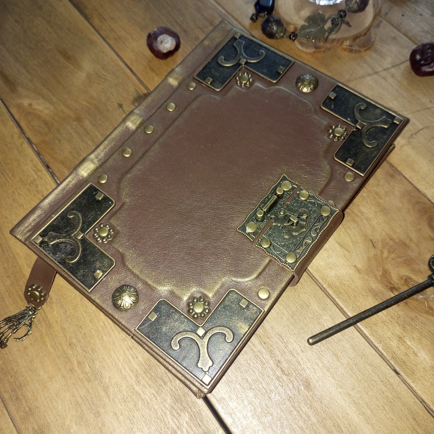 Chocolate Brown Leather Journal – Handmade Medieval Book of Shadows Grimoire