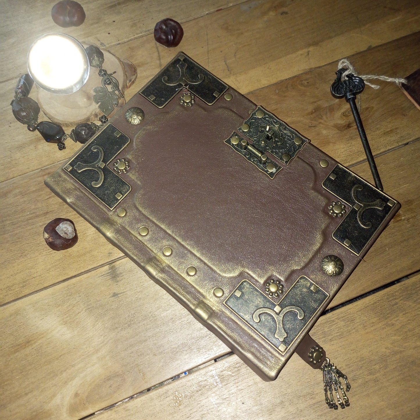 Chocolate Brown Leather Journal – Handmade Medieval Book of Shadows Grimoire