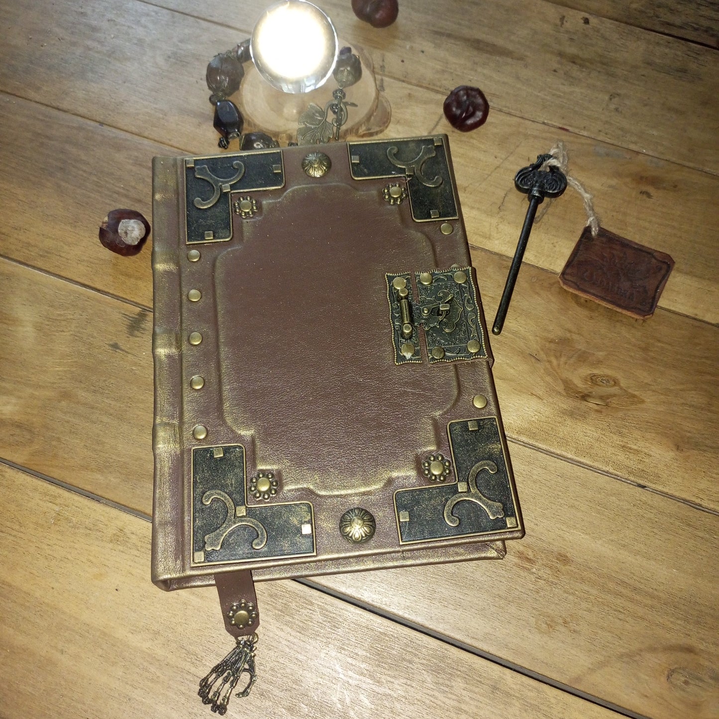 Chocolate Brown Leather Journal – Handmade Medieval Book of Shadows Grimoire