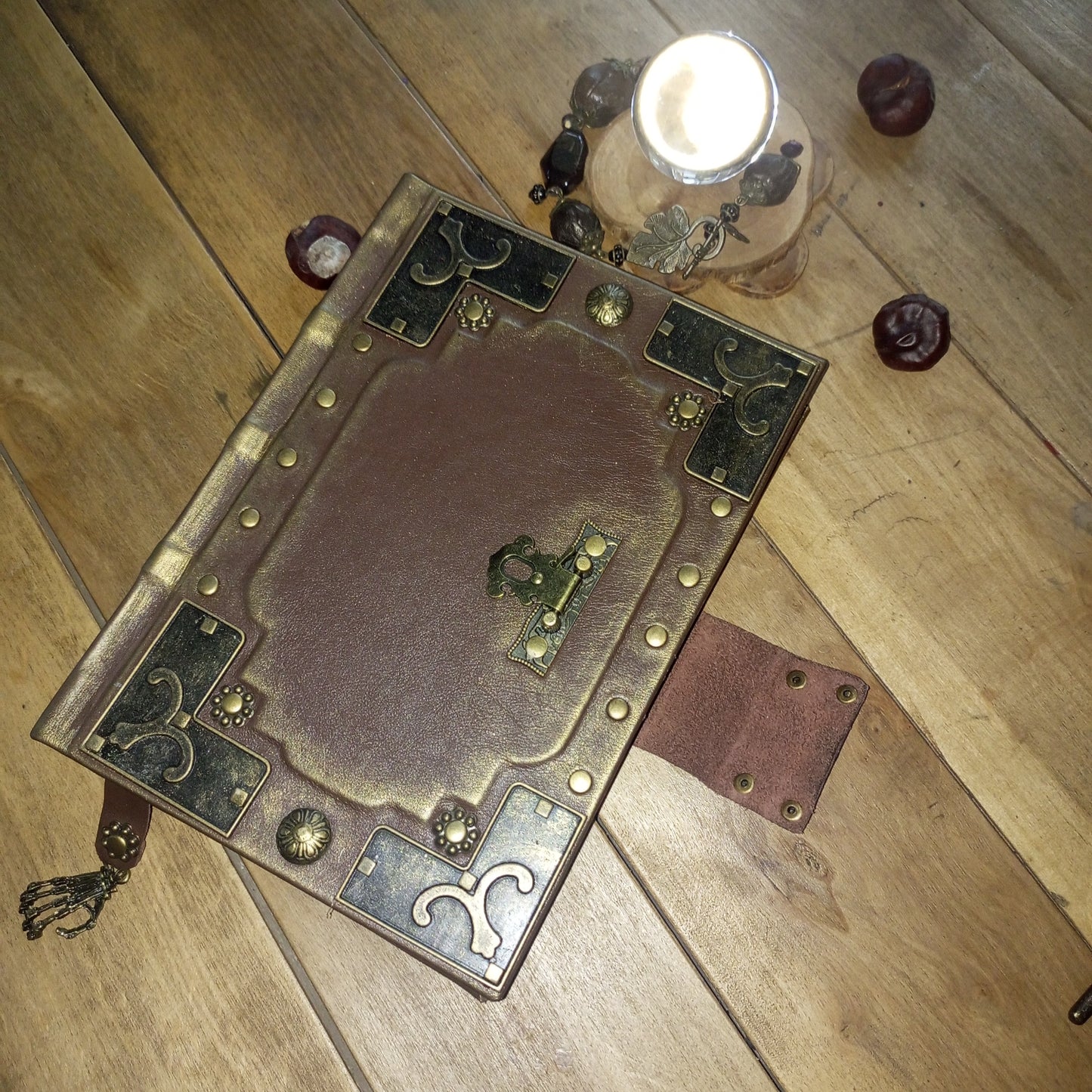 Chocolate Brown Leather Journal – Handmade Medieval Book of Shadows Grimoire