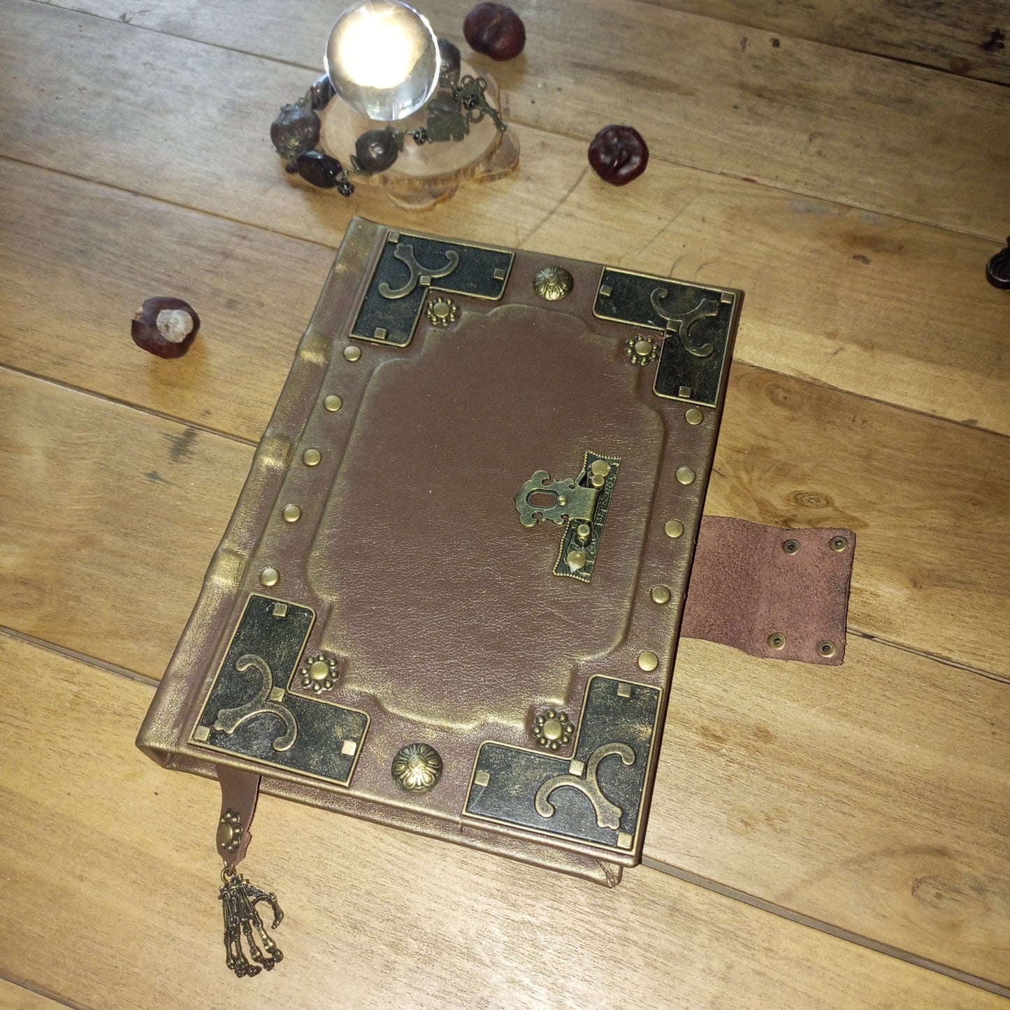 Chocolate Brown Leather Journal – Handmade Medieval Book of Shadows Grimoire