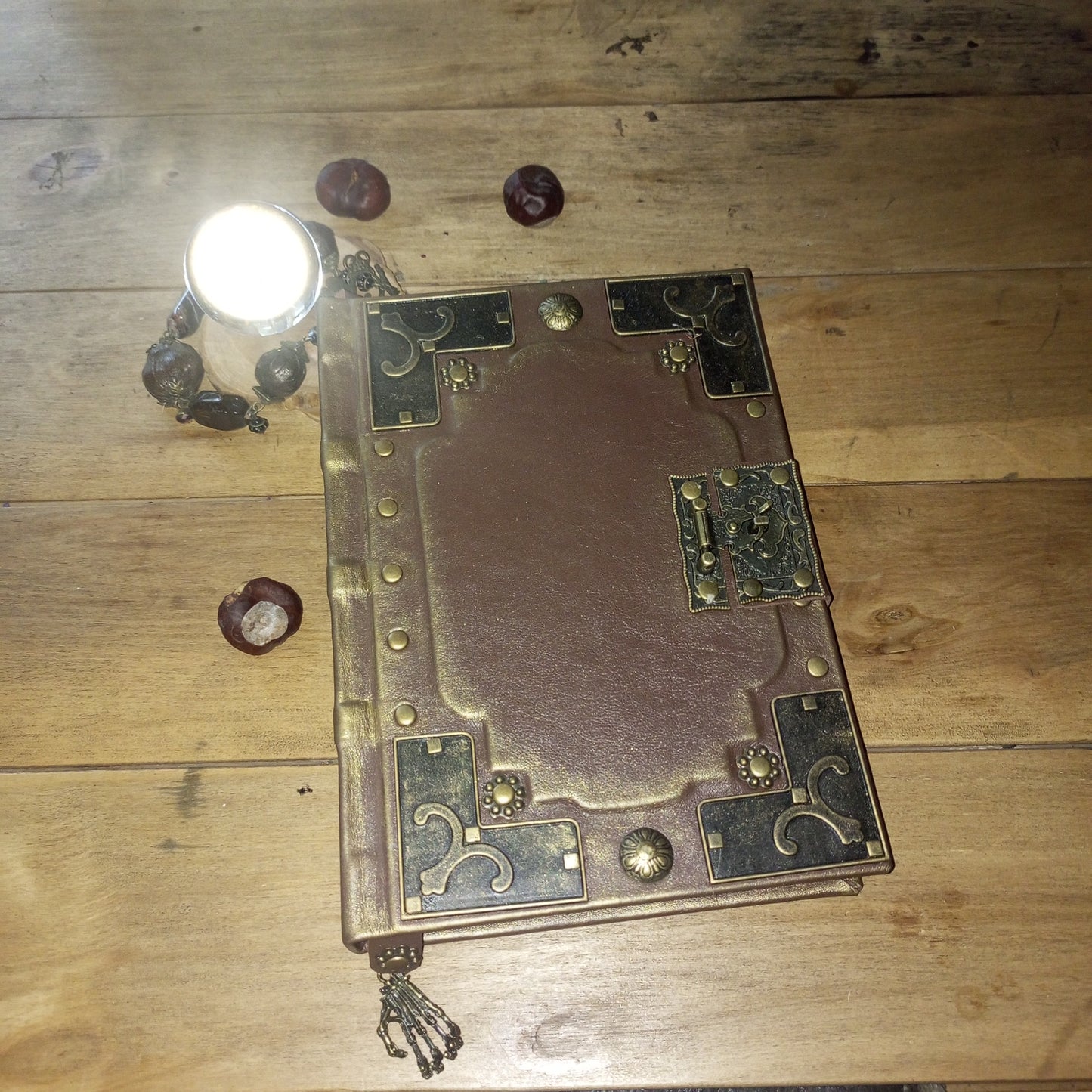 Chocolate Brown Leather Journal – Handmade Medieval Book of Shadows Grimoire