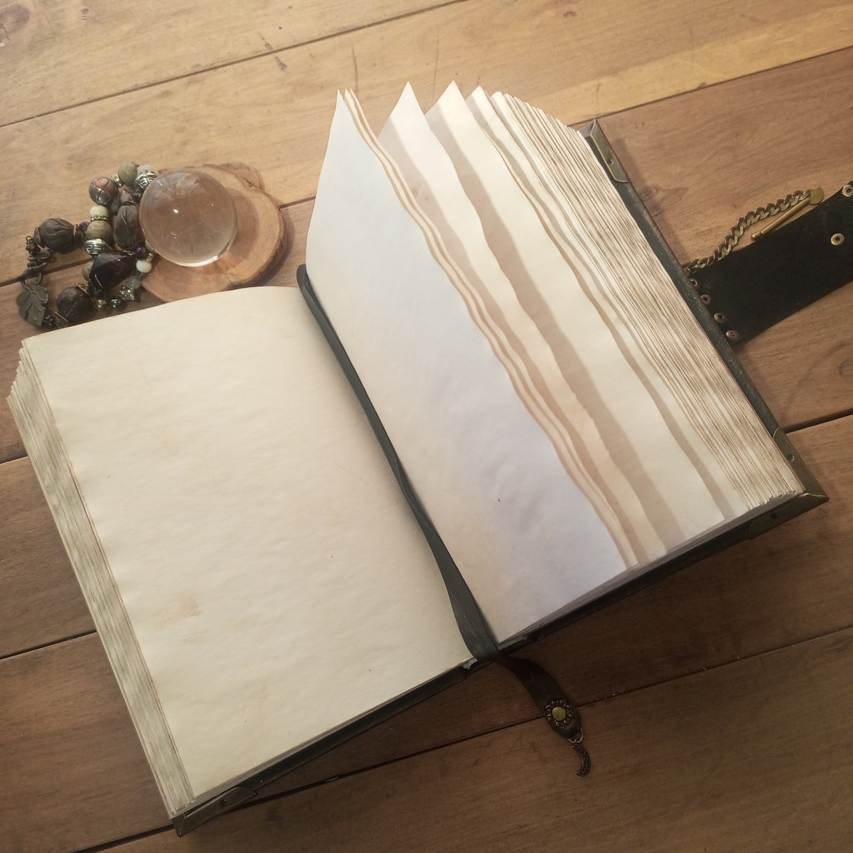 Triple Moon Goddess Grimoire - Genuine Black Leather Journal Vintage Lock, Medieval Handcrafted Leather Book