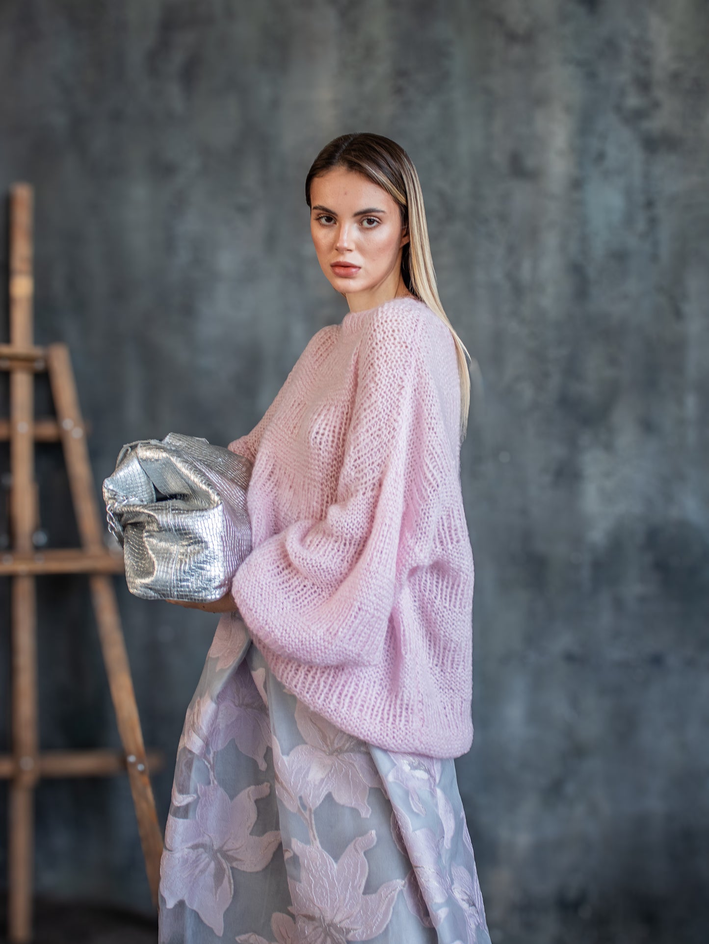 Pink Mohair Oversized Sweater – Handmade Chunky Knit Jumper, Cozy Wool Pullover