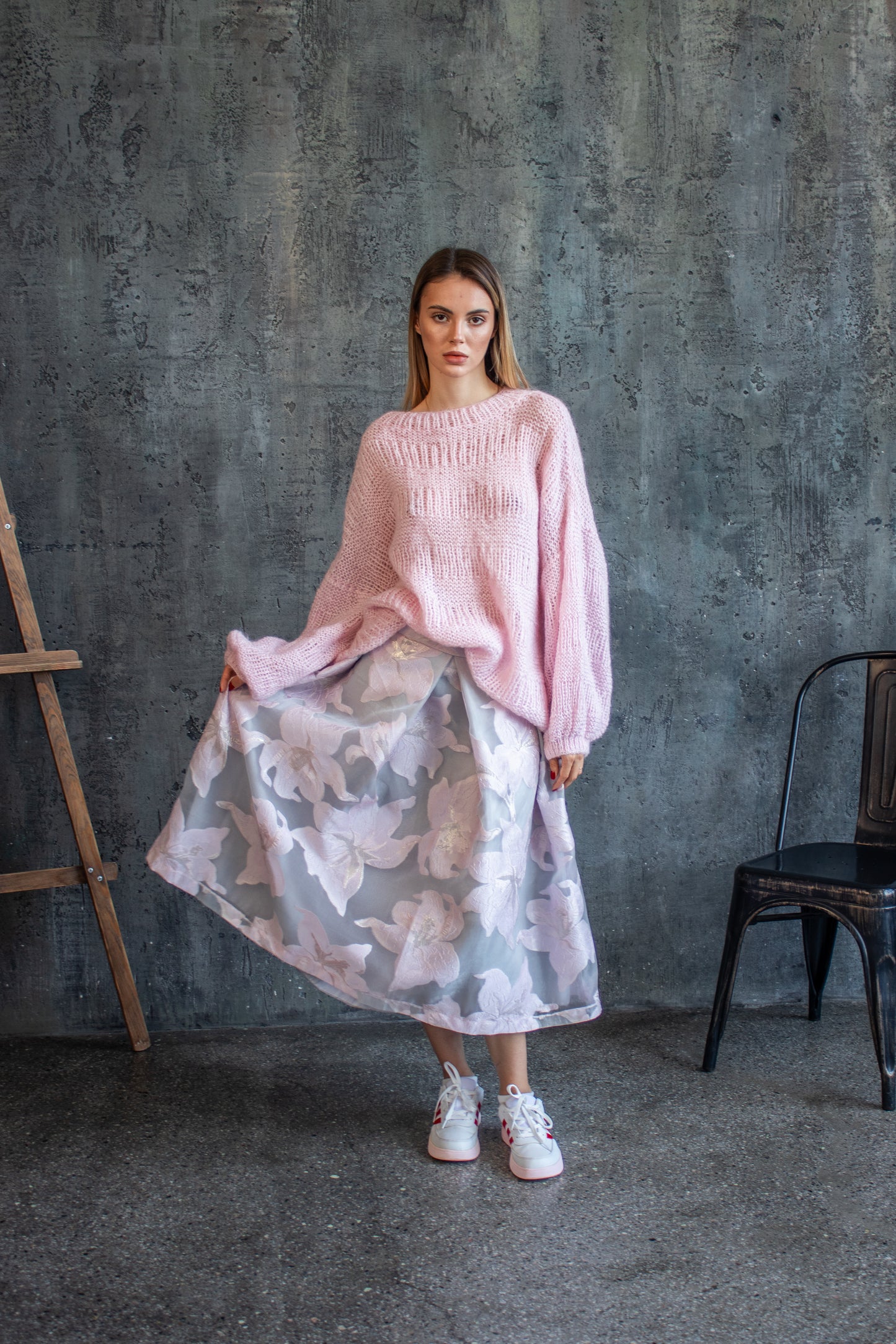 Pink Mohair Oversized Sweater – Handmade Chunky Knit Jumper, Cozy Wool Pullover
