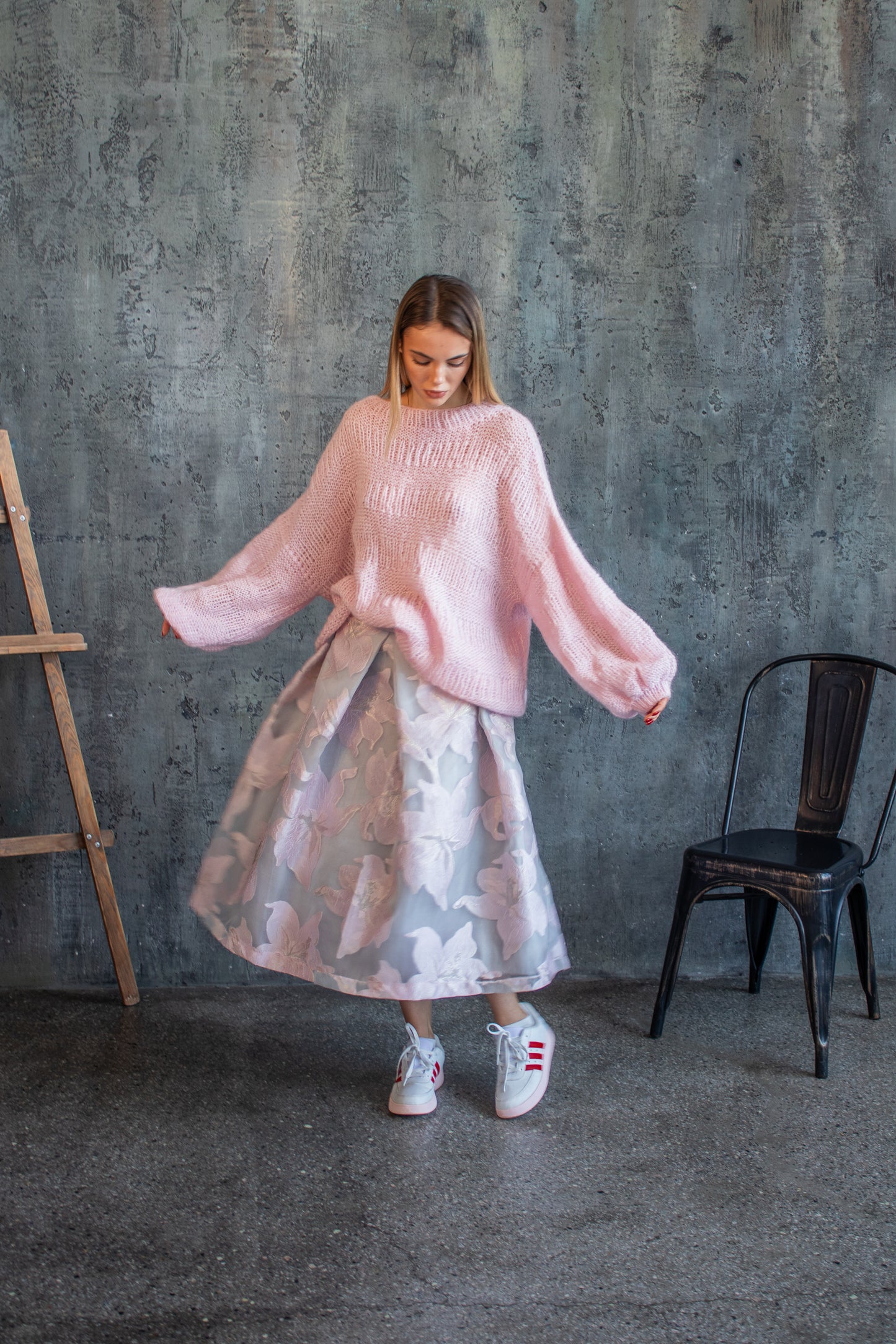 Pink Mohair Oversized Sweater – Handmade Chunky Knit Jumper, Cozy Wool Pullover