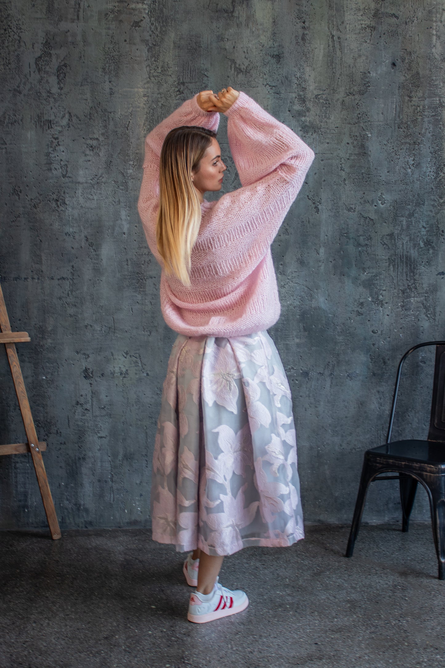 Pink Mohair Oversized Sweater – Handmade Chunky Knit Jumper, Cozy Wool Pullover
