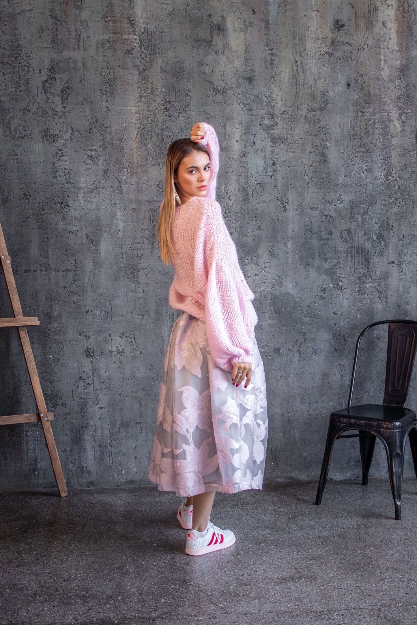 Pink Mohair Oversized Sweater – Handmade Chunky Knit Jumper, Cozy Wool Pullover