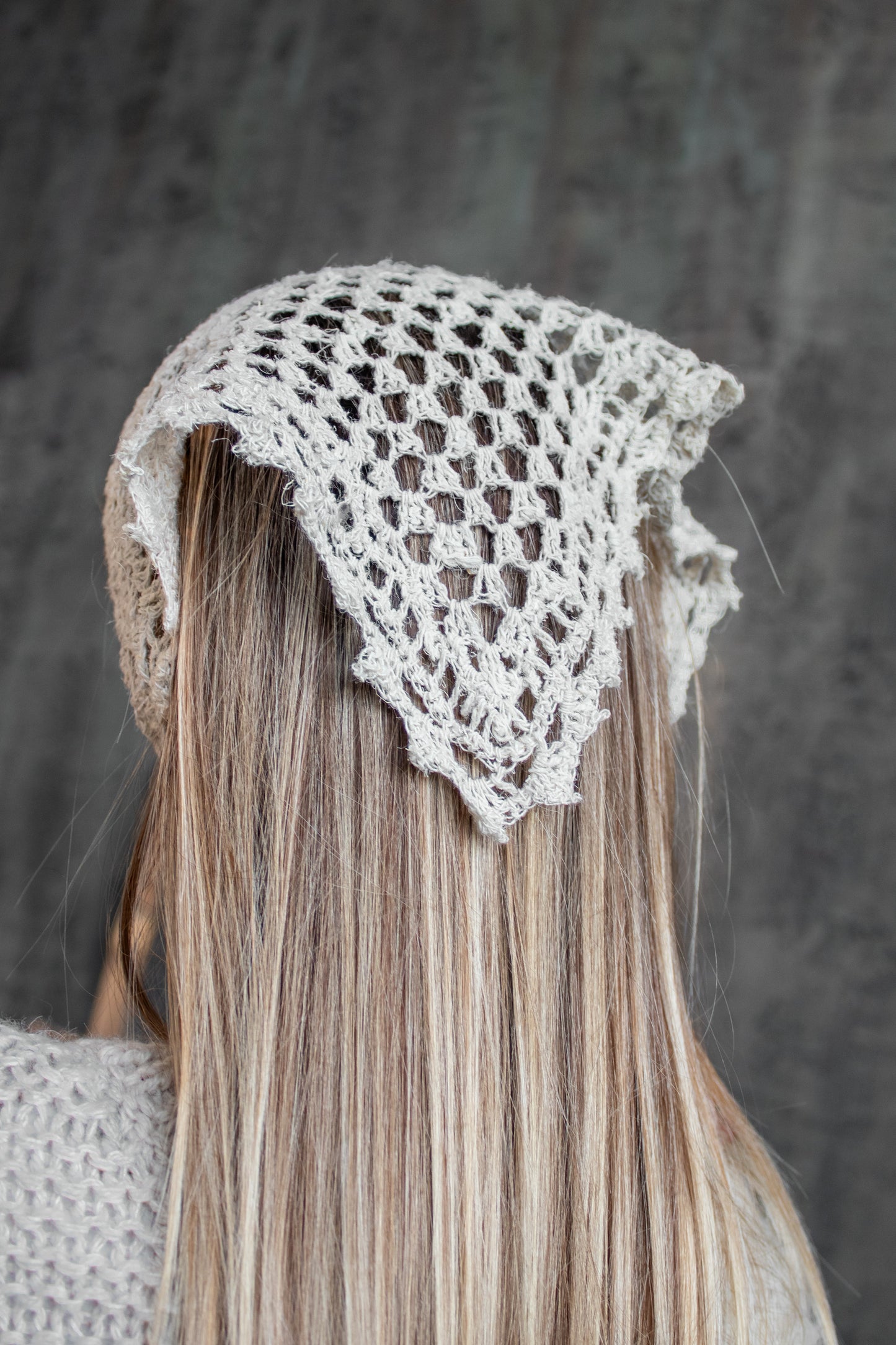 Boho Crochet Summer Kerchief – Handmade Hemp Headscarf Lightweight Natural Bandana Beach & Everyday Style