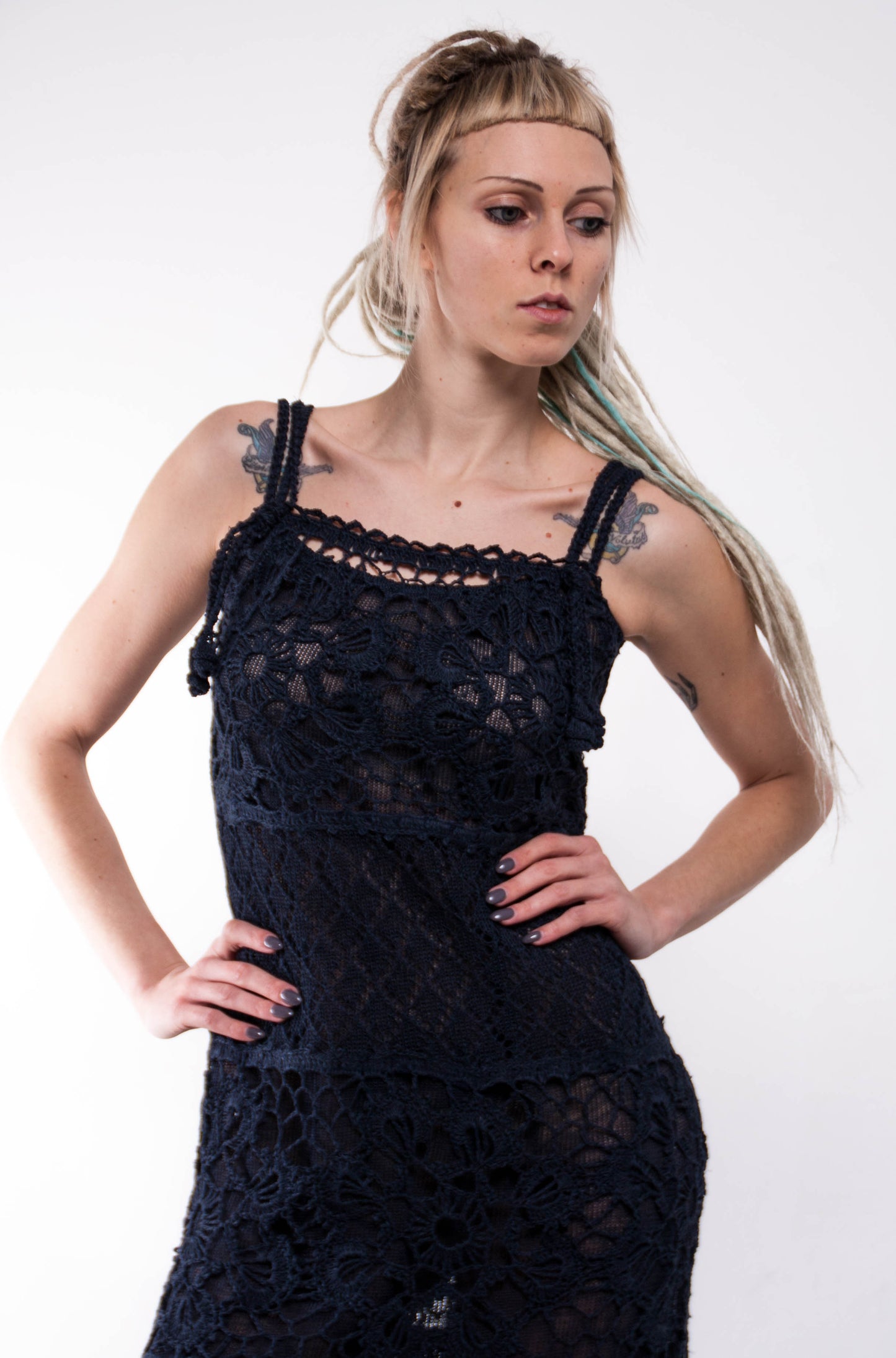 Black Crochet Maxi Sundress – Handmade Sleeveless Knit Dress | Boho Summer Dress | Evening Beachwear