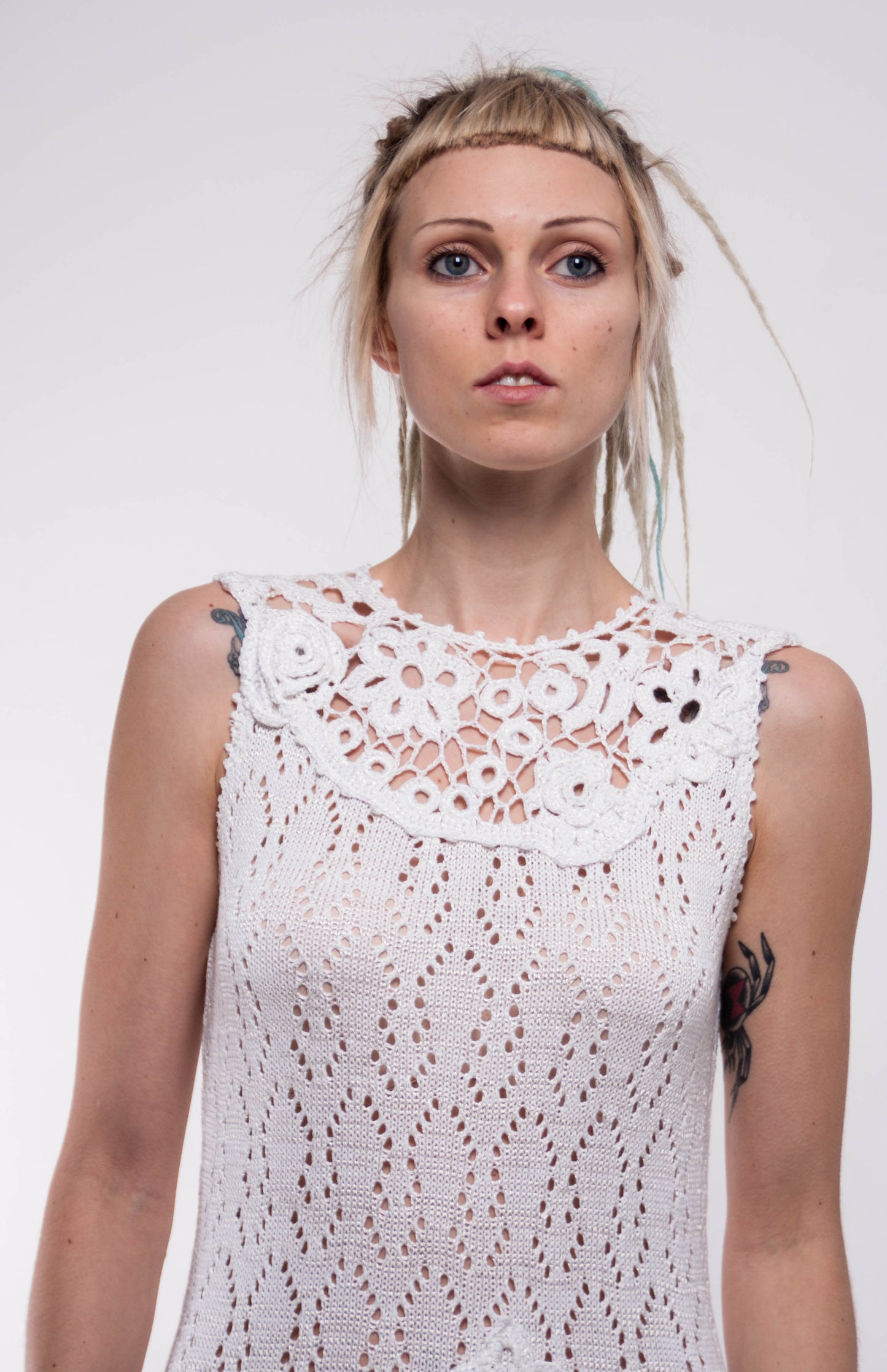 Handmade White Crochet Maxi Dress – Lacy Viscose Beachwear & Boho Wedding Sundress