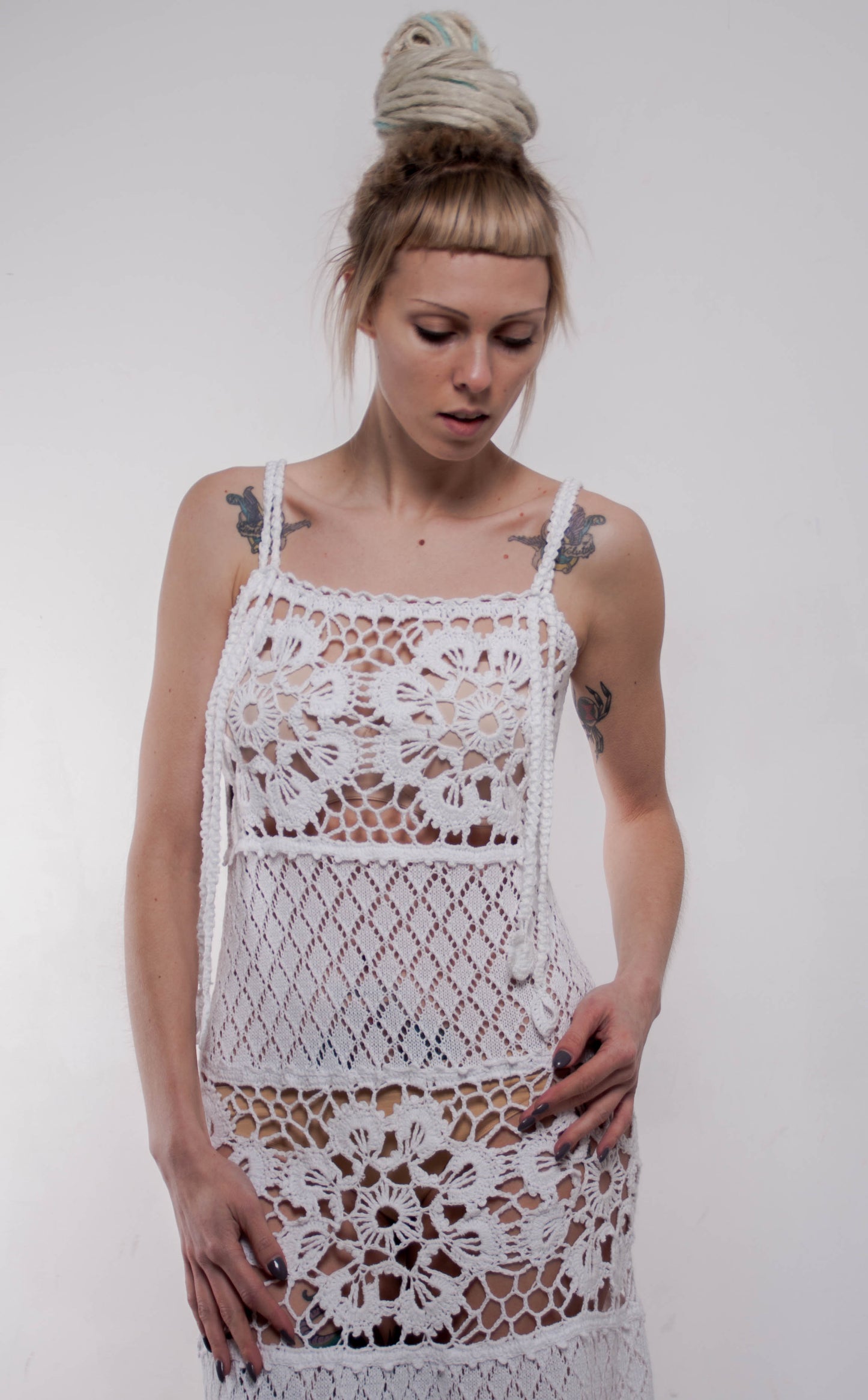 White Crochet Maxi Dress – Handmade Lace Cotton Beach Sundress