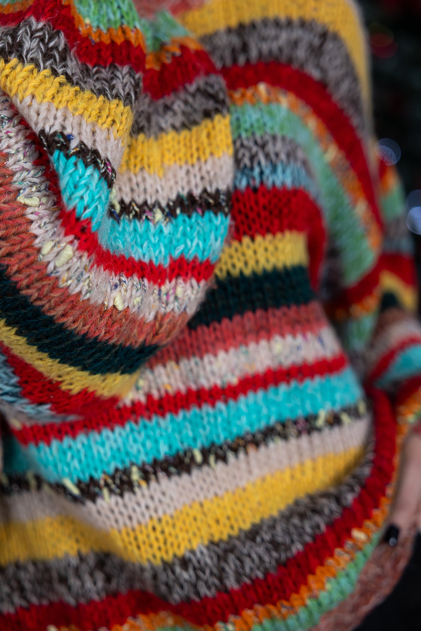Oversized Multicolor Mohair Sweater – Handmade Striped Knit Jumper, Chunky Fluffy Boho Pullover
