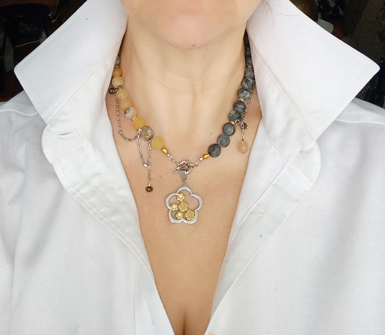 Unique labradorite agate necklace gift for women handmade