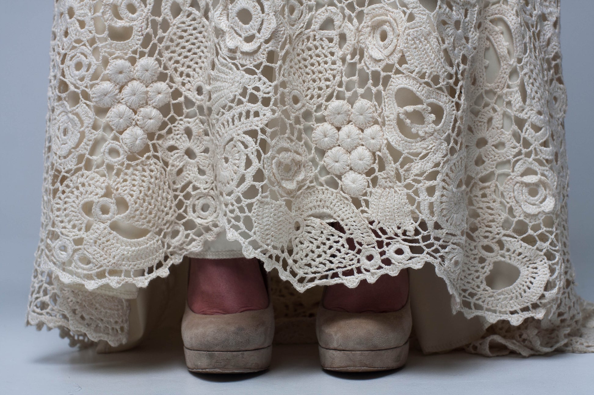 Irish lace bridal dress bottom handmade crochet design