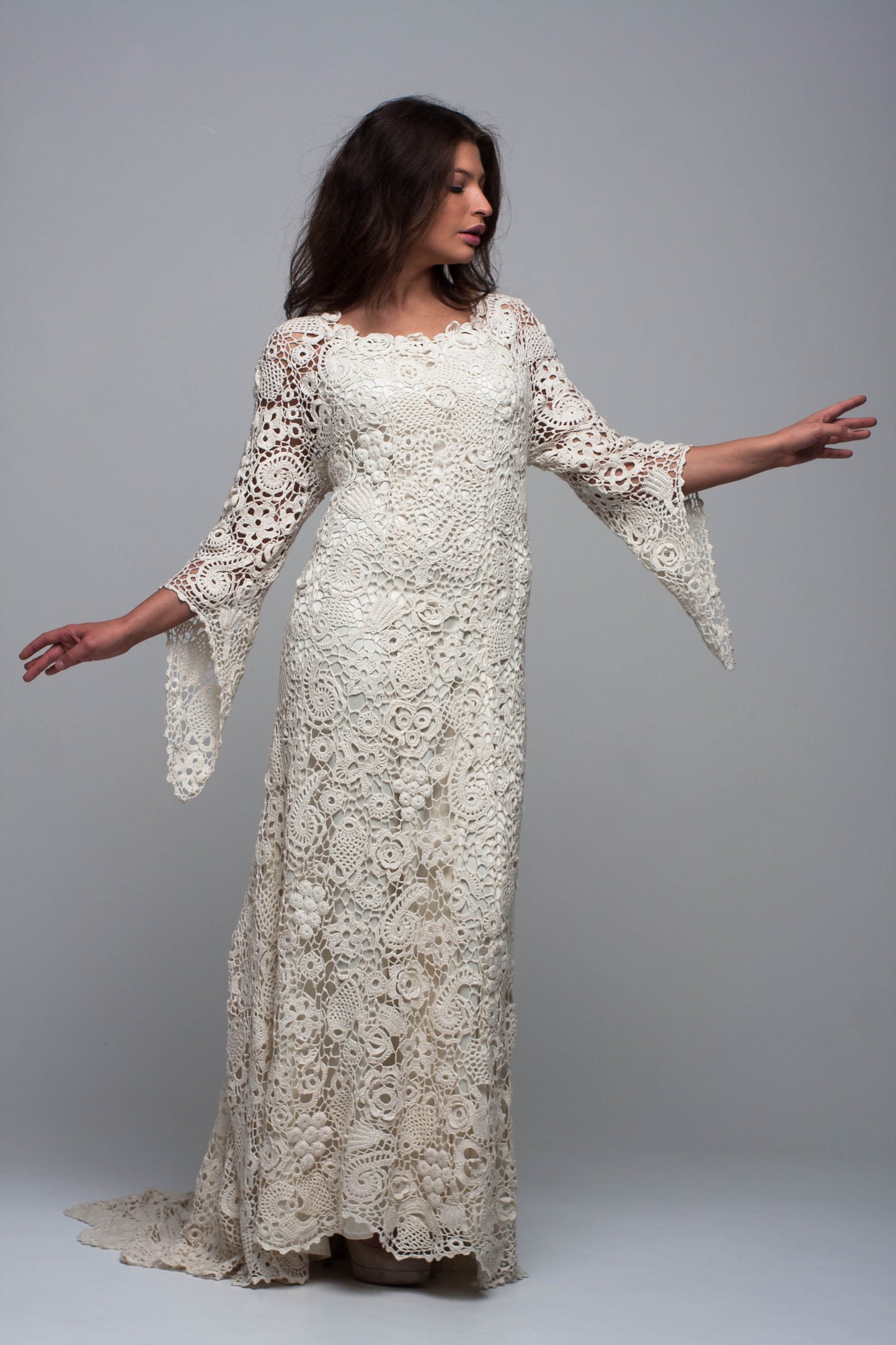 Handcrafted cotton Irish lace wedding gown
