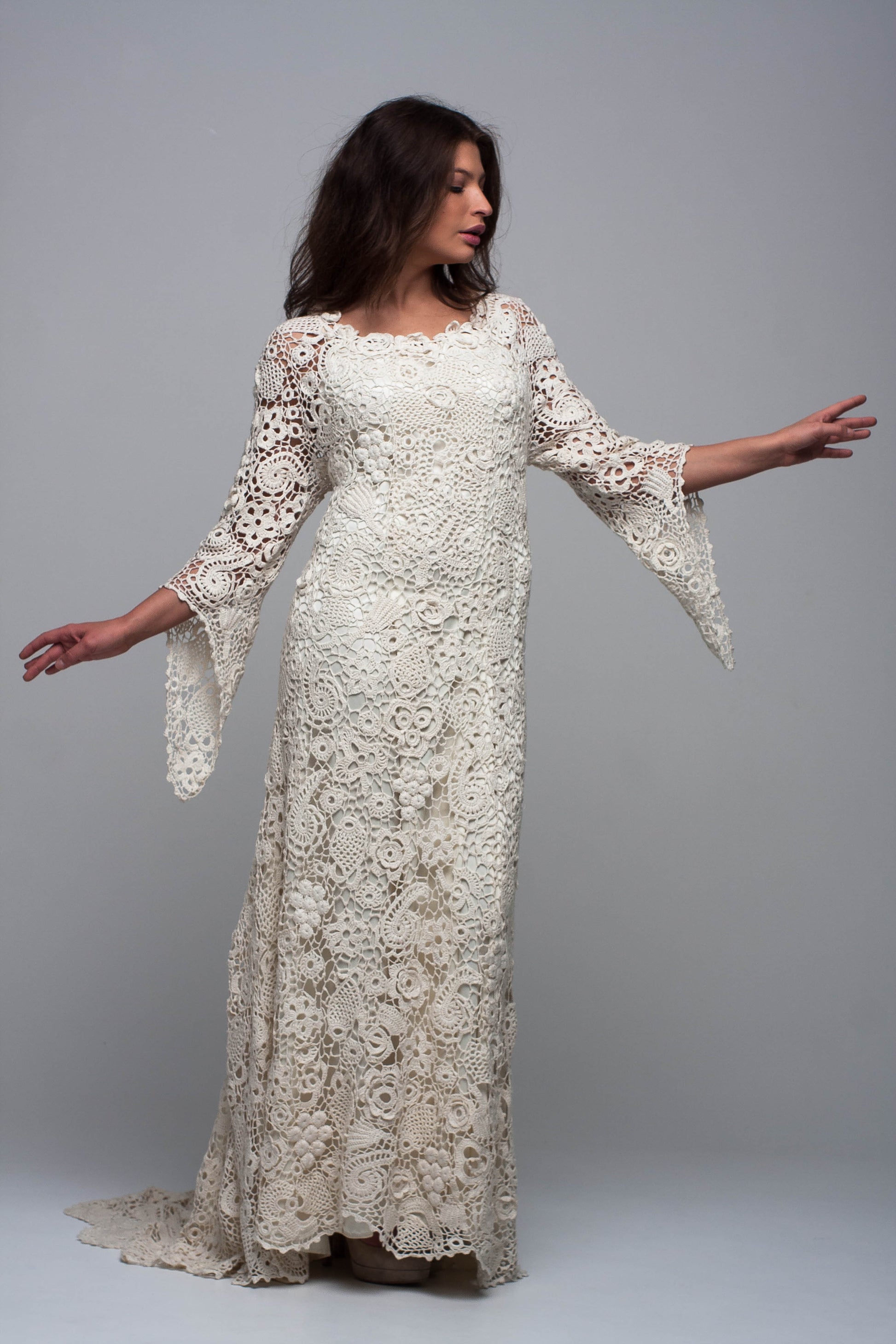 Handcrafted cotton Irish lace wedding gown