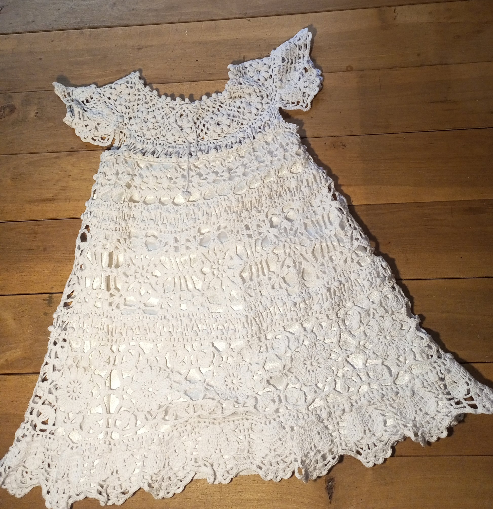 Handmade White Crochet Dress for Girls
