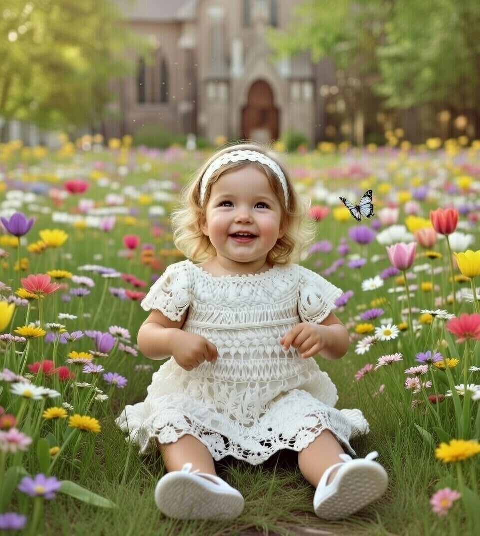 Girls party dress white handmade crochet