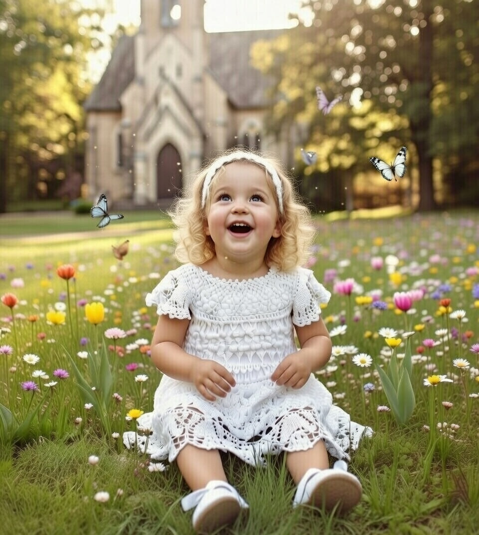 Flower girl crochet dress elegant cotton design