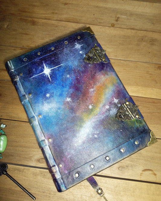 Aged Nebula leather Blue Journal with Brass Embelishments