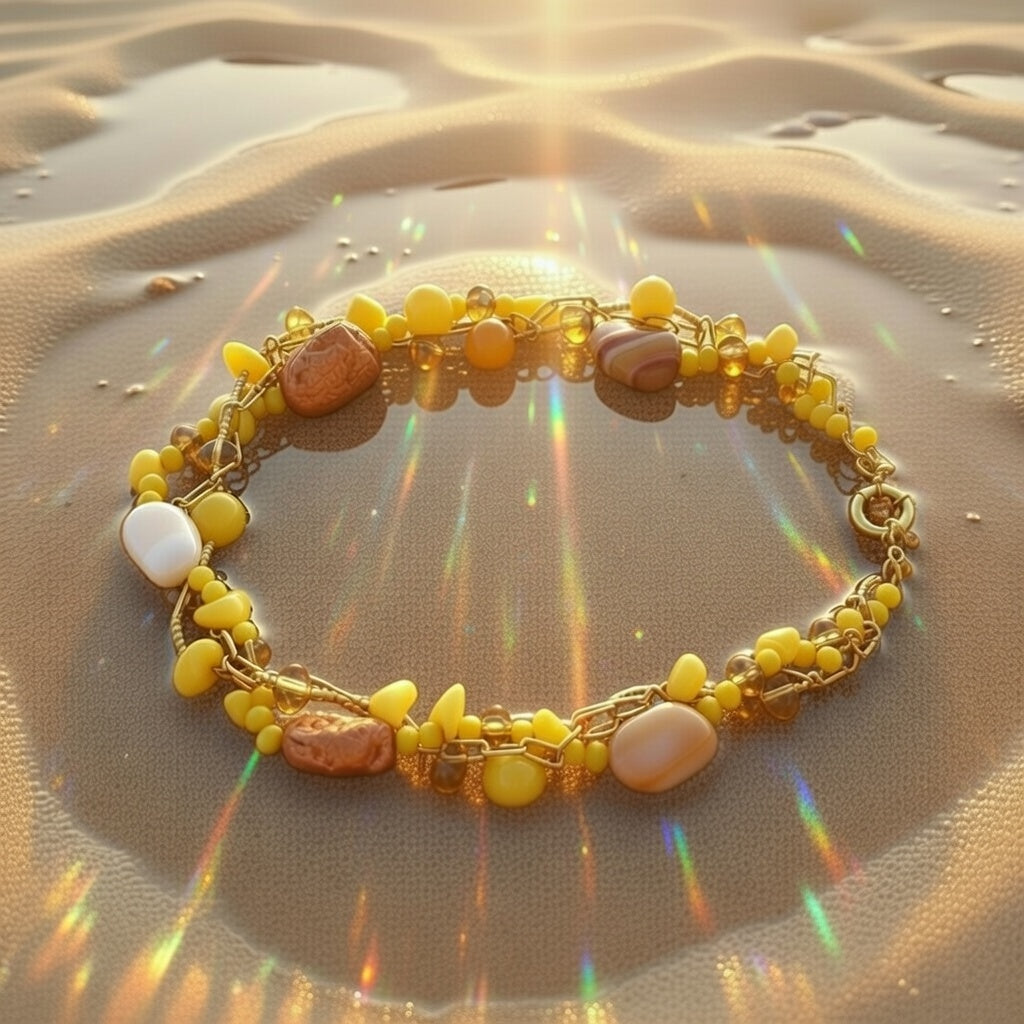 Multi Strand Yellow Agate Necklace – Jade & Jadeite Beaded Statement Necklace, 14K Gold Filled Stainless Steel Chain, 16 Inch Handmade Jewelry