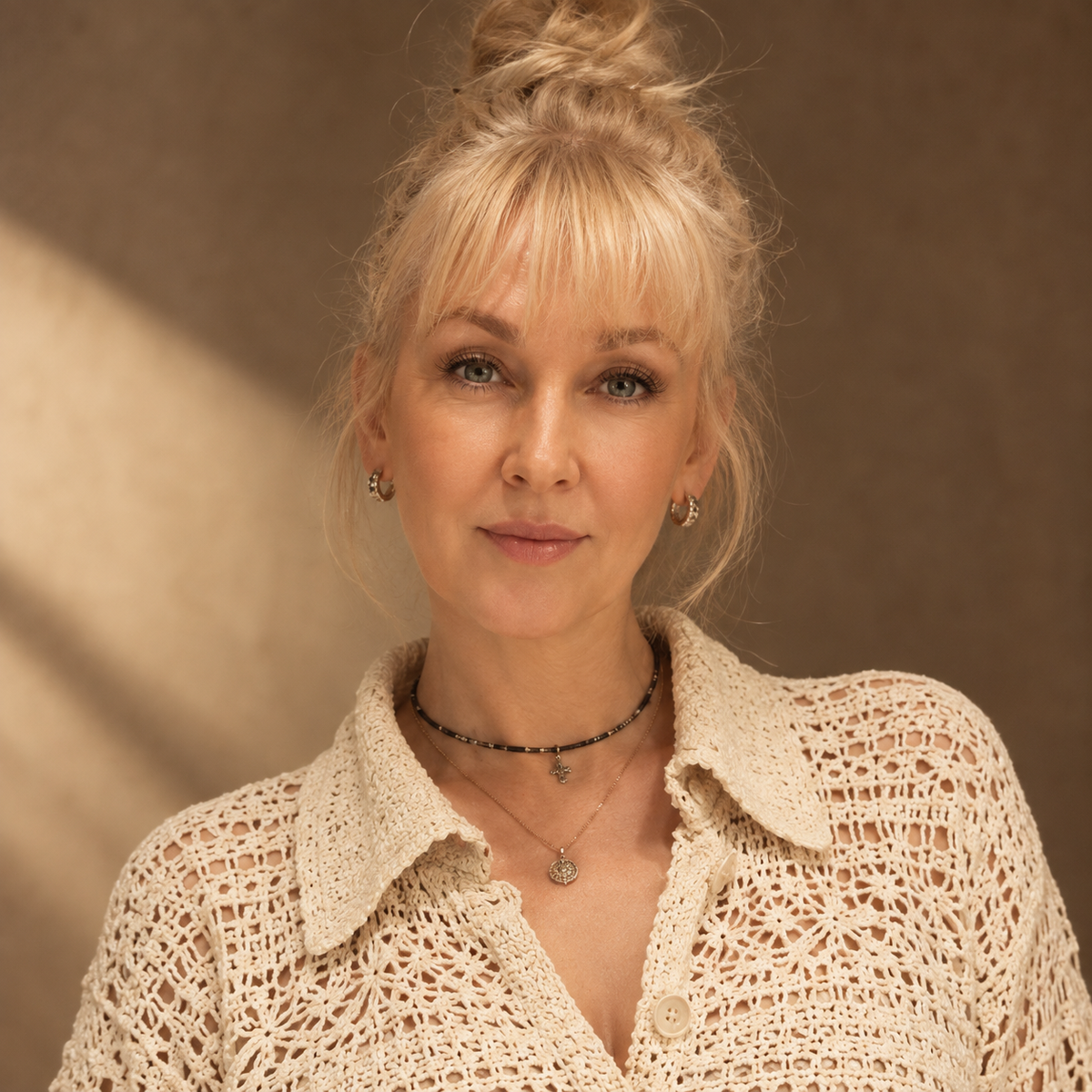 Ivory Crochet Polo Shirt – Oversized Hemp Cotton Lace Cardigan, Handmade Collared Summer Sweater