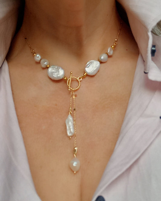 Baroque Pearl necklace with 14k filled gold chain