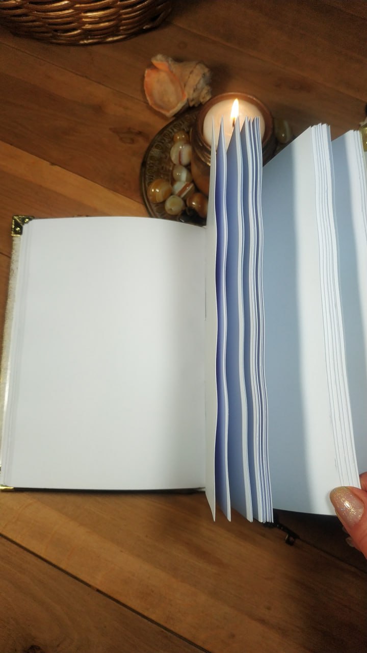 White Leather Journal with Antique Lock – Handmade Vintage Blank Notebook, Book of Shadows