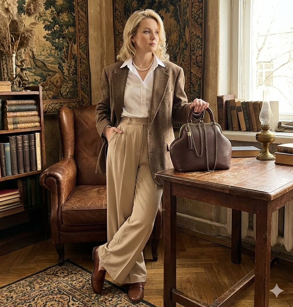 Bohemian Brown Leather Kisslock Bag – Genuine Leather Handbag with Chain Strap, Vintage Frame Purse