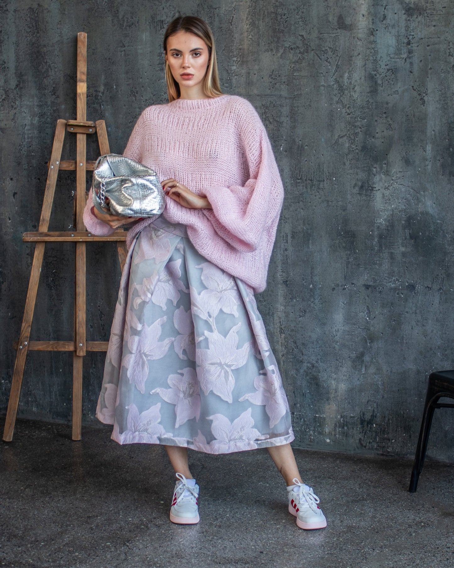 pink Fluffy Mohair knit oversize jumper